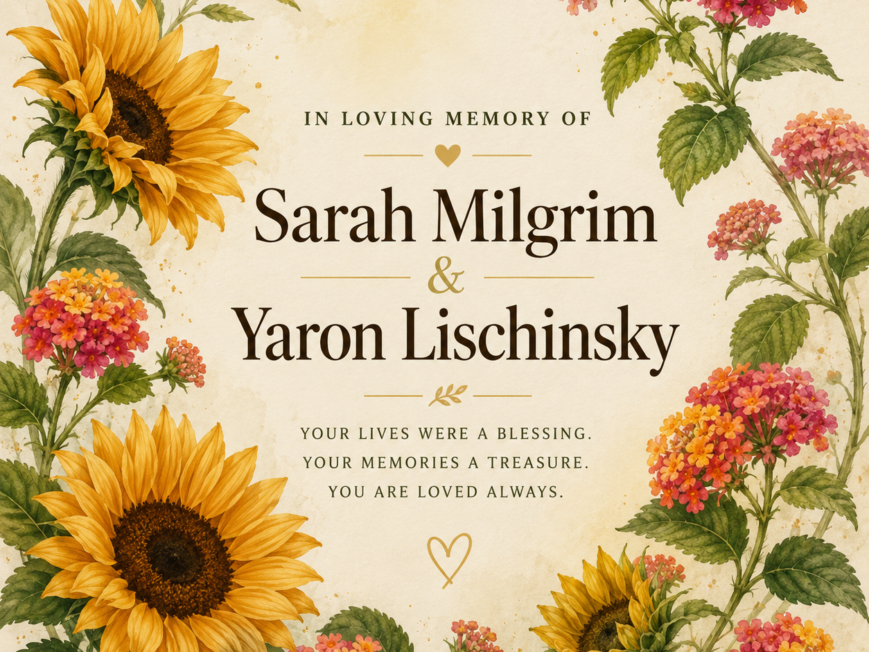 Shabbat Service with Ambulance Dedication in Memory of Sarah Milgrim and Yaron Lischinsky, with Small Groups Bimah Blessing