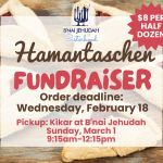 Sisterhood's Hamantaschen Fundraiser Order Deadline