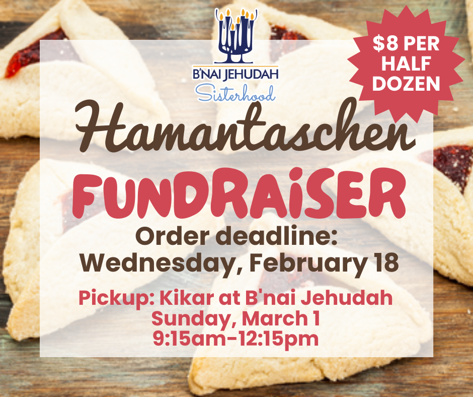Sisterhood's Hamantaschen Fundraiser Order Deadline