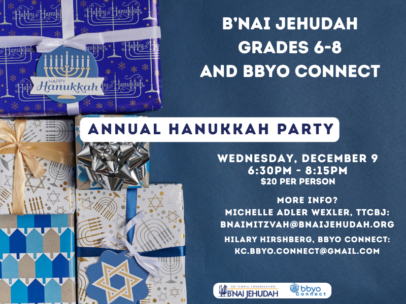 6th-8th Grade Youth Group Program: Hanukkah Party with BBYO Connect